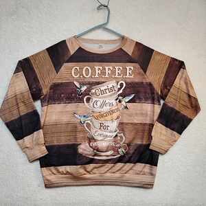 Women's Spiritual Long Sleeve C.O.F.F.E.E. Top- 2XL